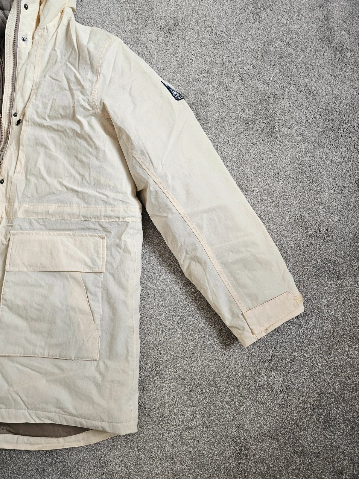 Lands'End Women's Squall Waterproof Insulated 3 in 1 Winter Parka Coat Long Jacket Hood Cream XL/14