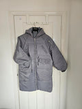 Generic women oversized puffer long jacket parka hooded zipper pockets warm casual grey L