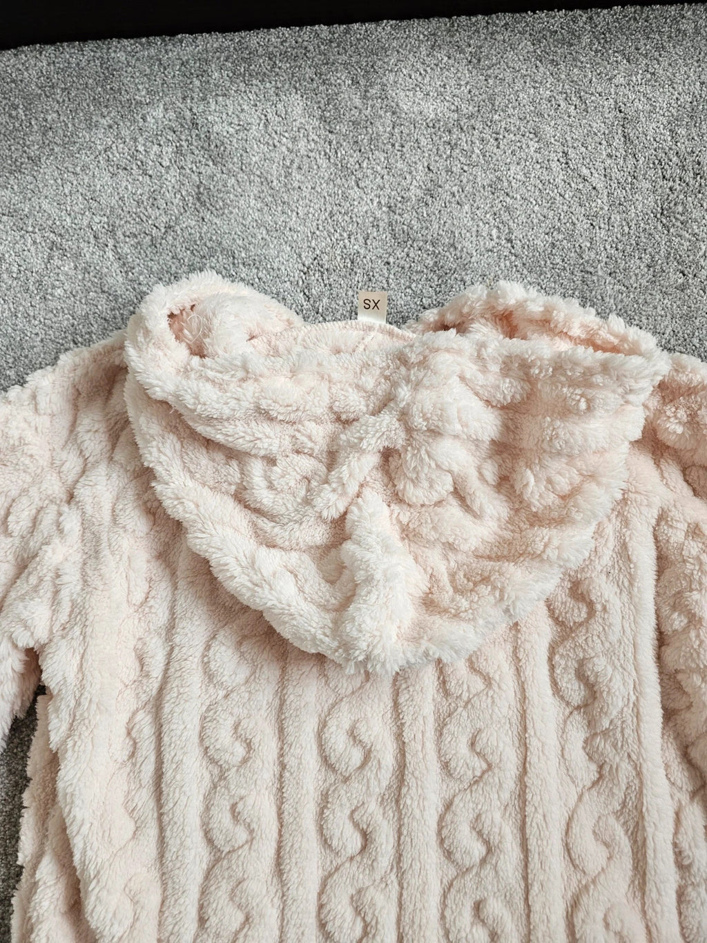 Nina Bonheur women 2pcs thick cable fleece hoodie & pants fluffy pyjamas loungewear warm rose XS/6