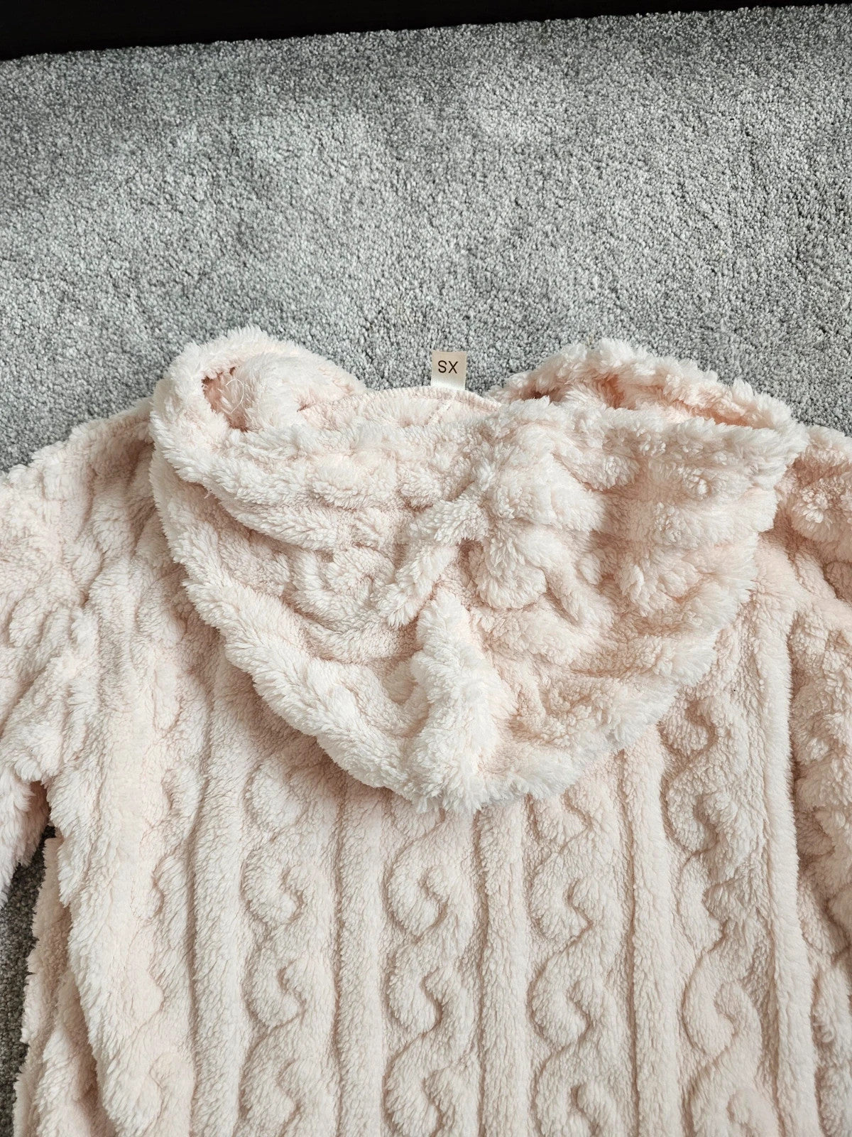 Nina Bonheur women 2pcs thick cable fleece hoodie & pants fluffy pyjamas loungewear warm rose XS/6