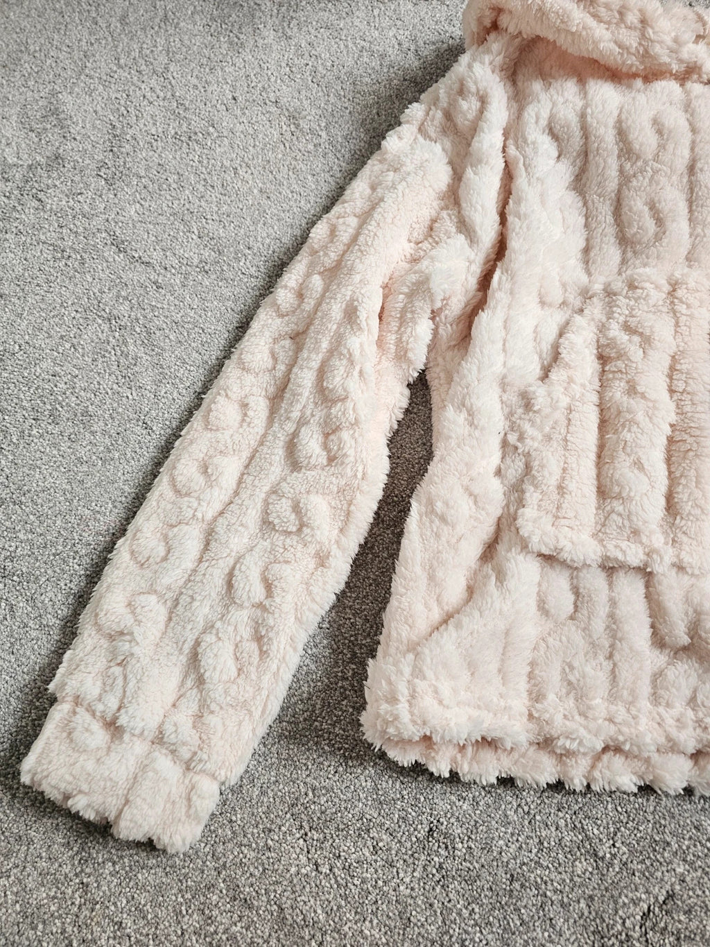 Nina Bonheur women 2pcs thick cable fleece hoodie & pants fluffy pyjamas loungewear warm rose XS/6