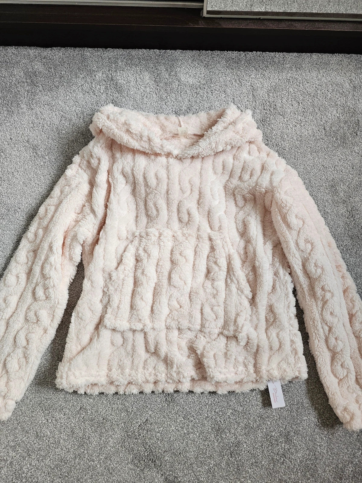 Nina Bonheur women 2pcs thick cable fleece hoodie & pants fluffy pyjamas loungewear warm rose XS/6