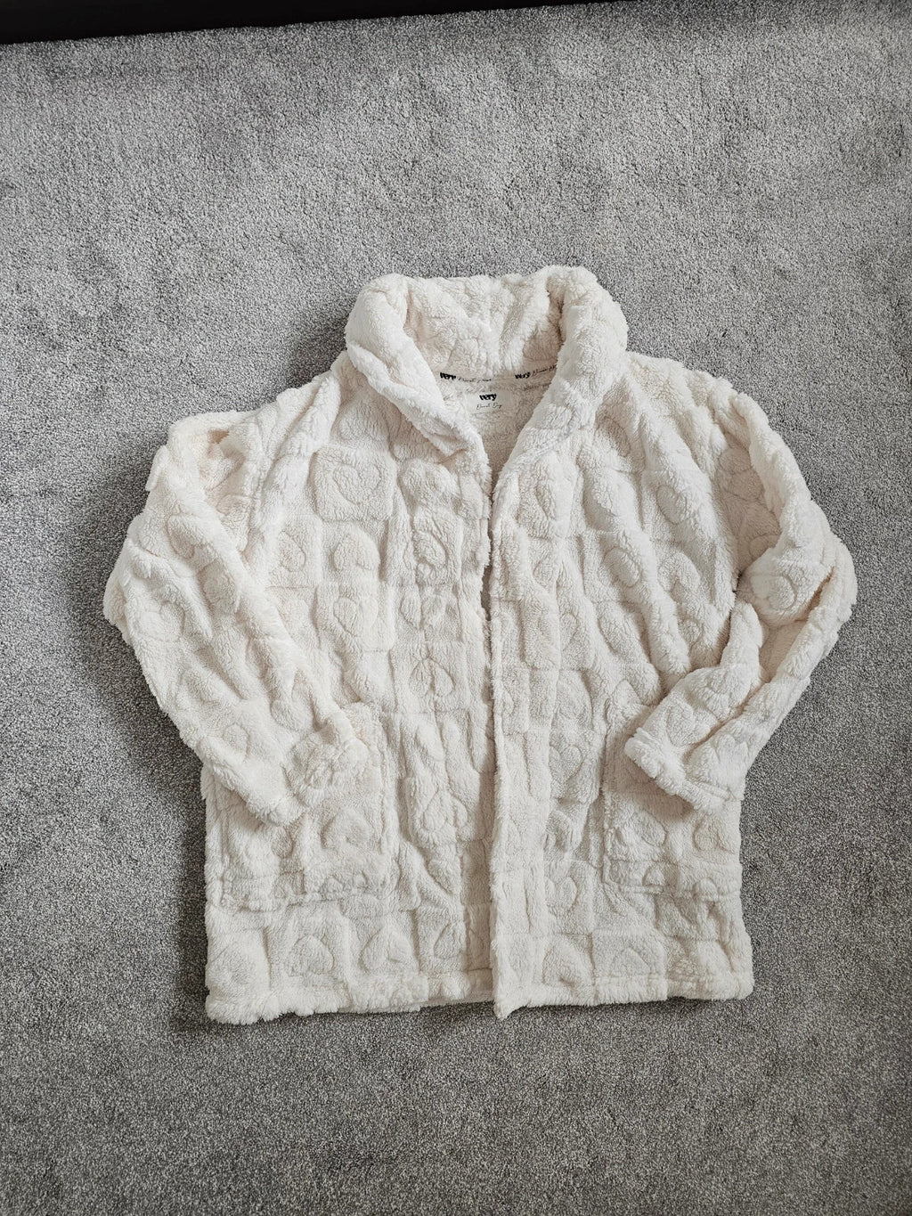 V by Very women teddy borg fleece lounge jacket open front short robe fluffy warm S/8