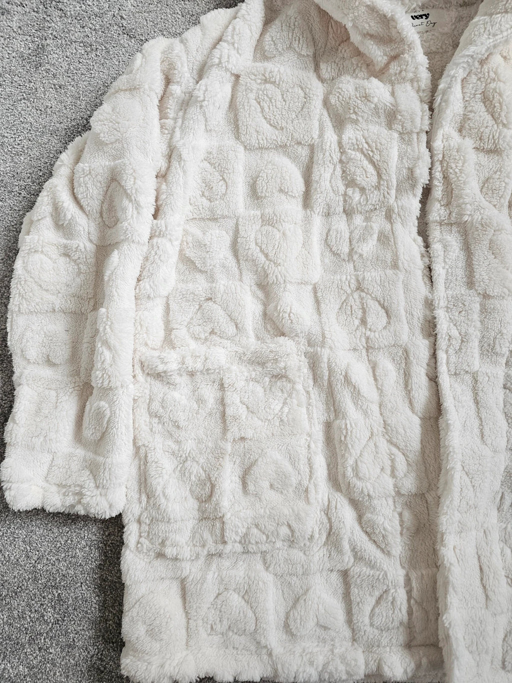 V by Very women teddy borg fleece lounge jacket open front short robe fluffy warm S/8