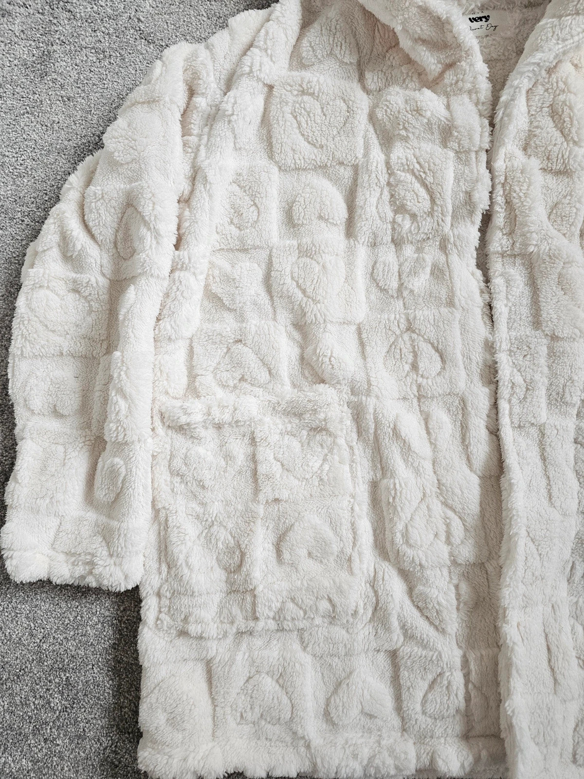 V by Very women teddy borg fleece lounge jacket open front short robe fluffy warm S/8