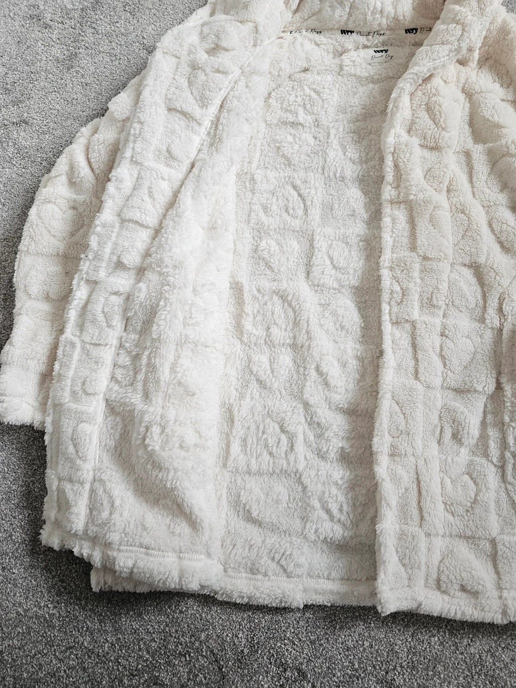 V by Very women teddy borg fleece lounge jacket open front short robe fluffy warm S/8