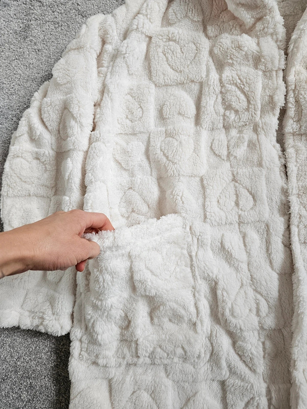 V by Very women teddy borg fleece lounge jacket open front short robe fluffy warm S/8