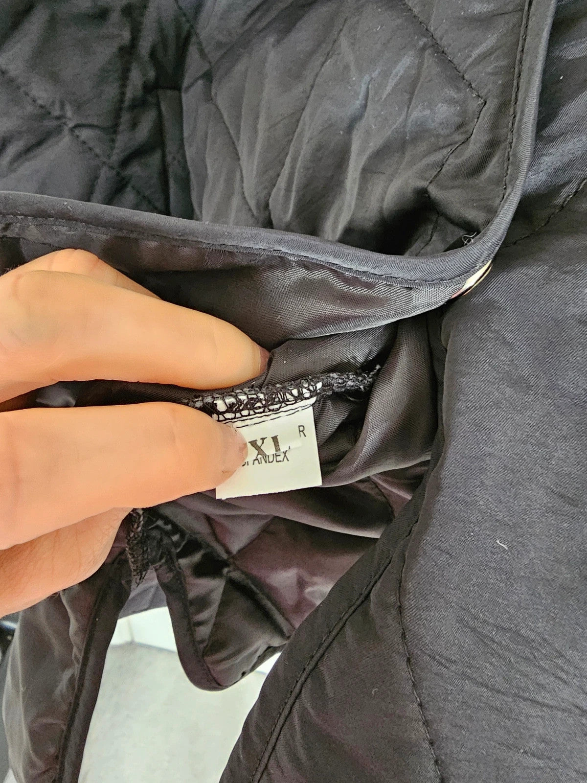 Generic women diamond quilted bomber jacket hooded buttons oversized black XL/14