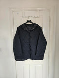 Generic women diamond quilted bomber jacket hooded buttons oversized black XL/14