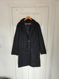 Generic men solid black long coat classic fit overcoat buttons collar neck casual M