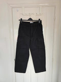 Bershka men slim fit cargo joggers elastic waist drawsting cotton casual trousers pockets black M