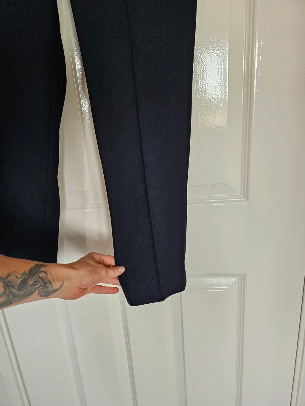 Uniqlo women tailored smart ankle straight leg tapered pants navy XS/6