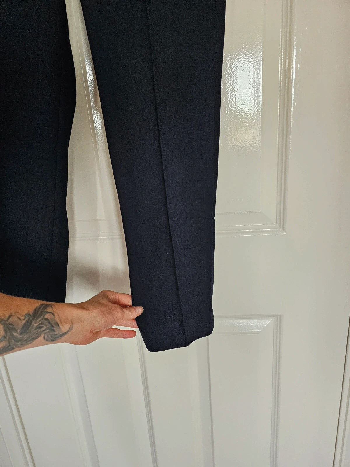 Uniqlo women tailored smart ankle straight leg tapered pants navy XS/6