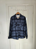 Shein women checked shirt flannel field outfit buttons sachets navy M/10