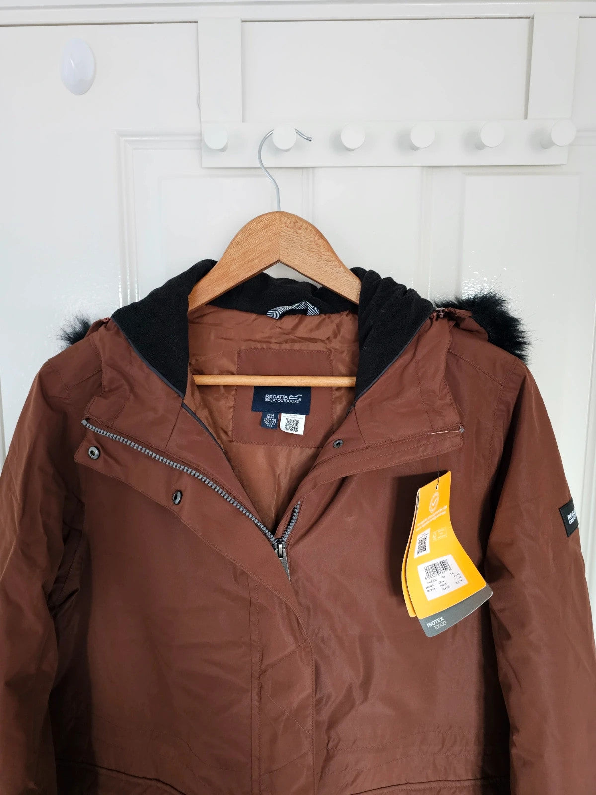 Regatta women Sabinka II fur trim parka hooded long jacket raincoat wind/waterproof dark brown XL/14