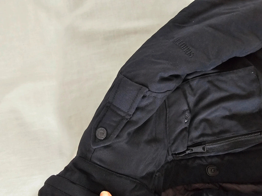 Schott NYC men field jacket hooded mid length zipper military parka slim black S