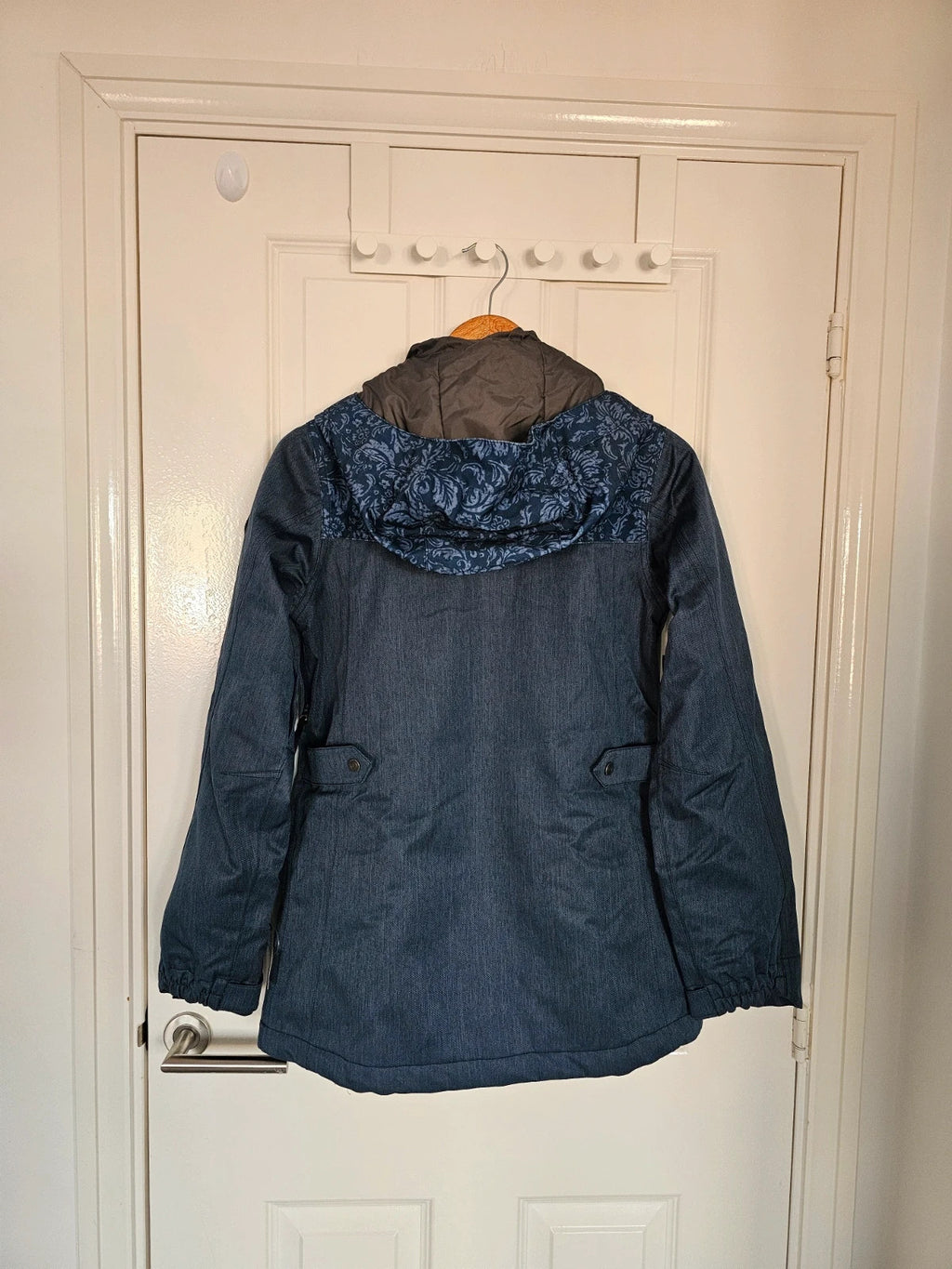 Bonfire women Essence Ski Jacket snowboard mountain denim twill parka hooded blue/navy S
