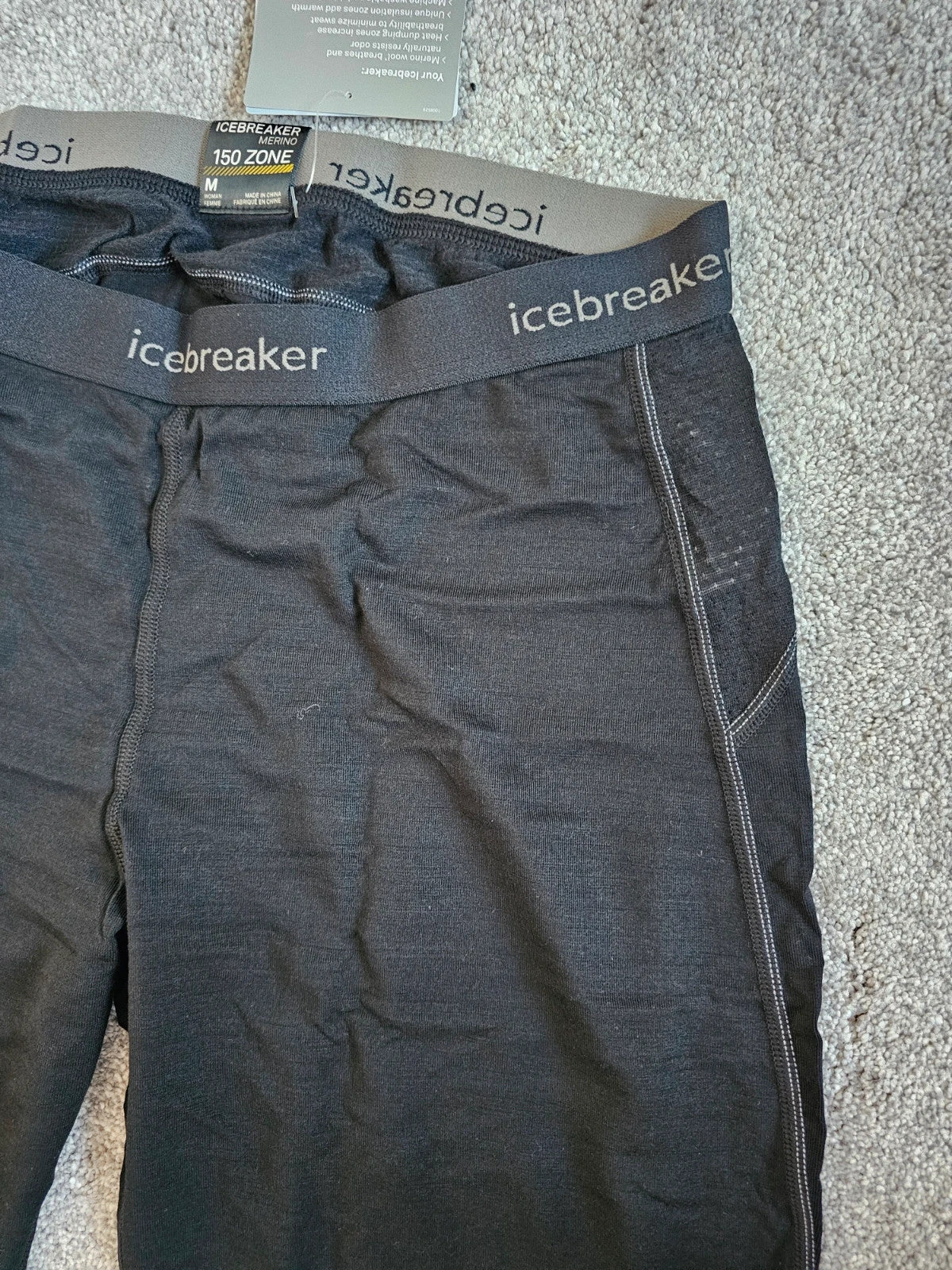 Icebreaker bodyfitzone women 150 zone leggings merino base layer ski hiking trekking black M