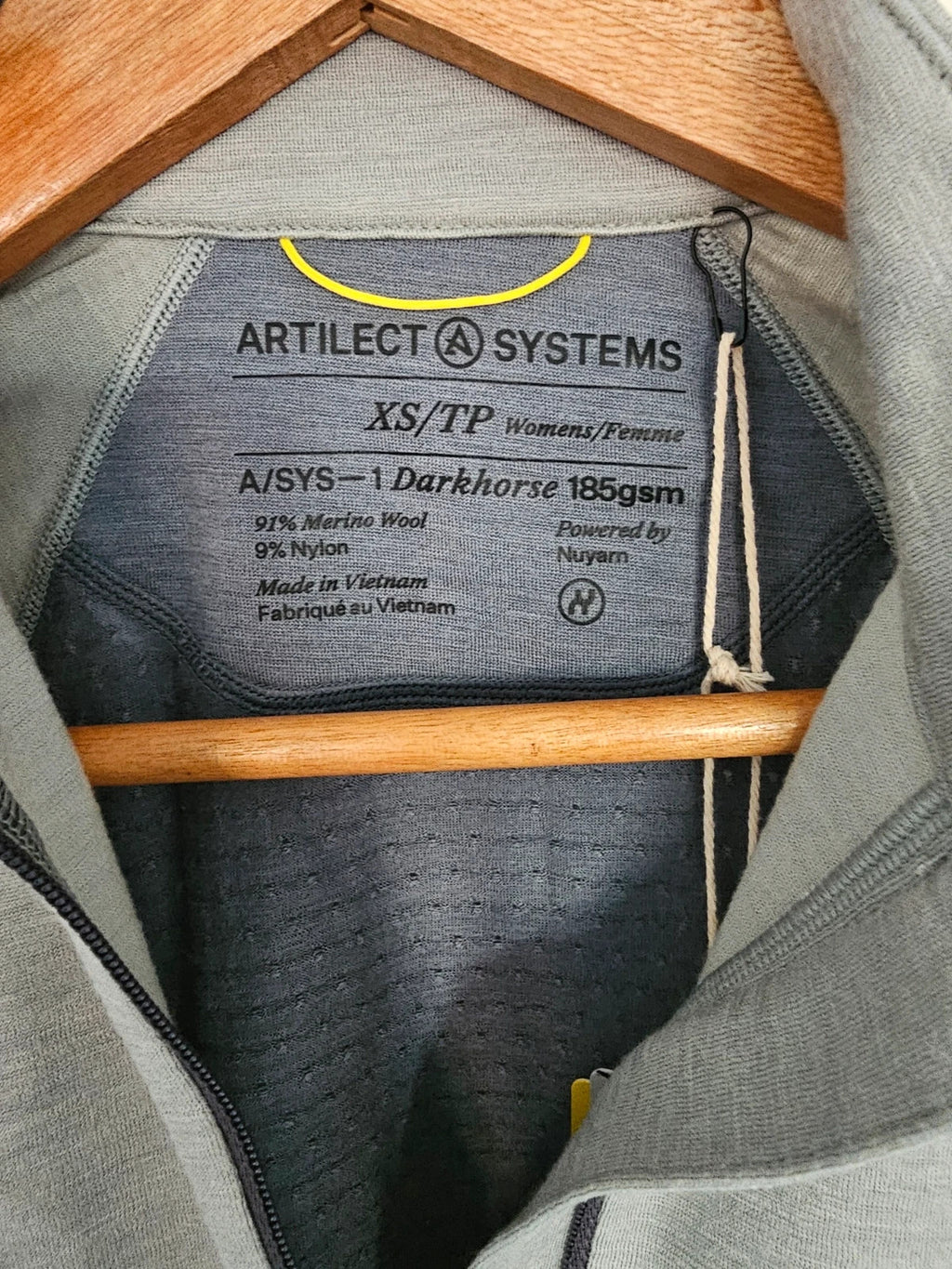 Artilect women merino base layer darkhorse 185 zoned 1/4 zip top long sleeve slate/storm blue XS/6