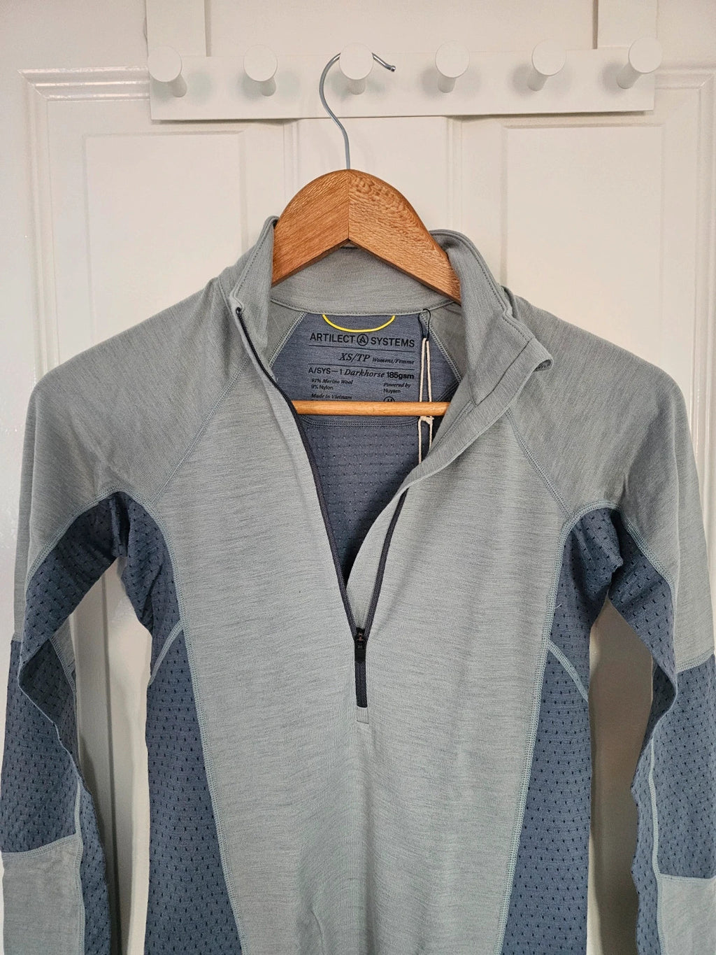 Artilect women merino base layer darkhorse 185 zoned 1/4 zip top long sleeve slate/storm blue XS/6