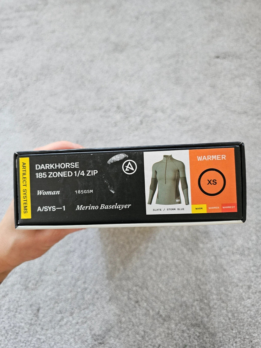 Artilect women merino base layer darkhorse 185 zoned 1/4 zip top long sleeve slate/storm blue XS/6