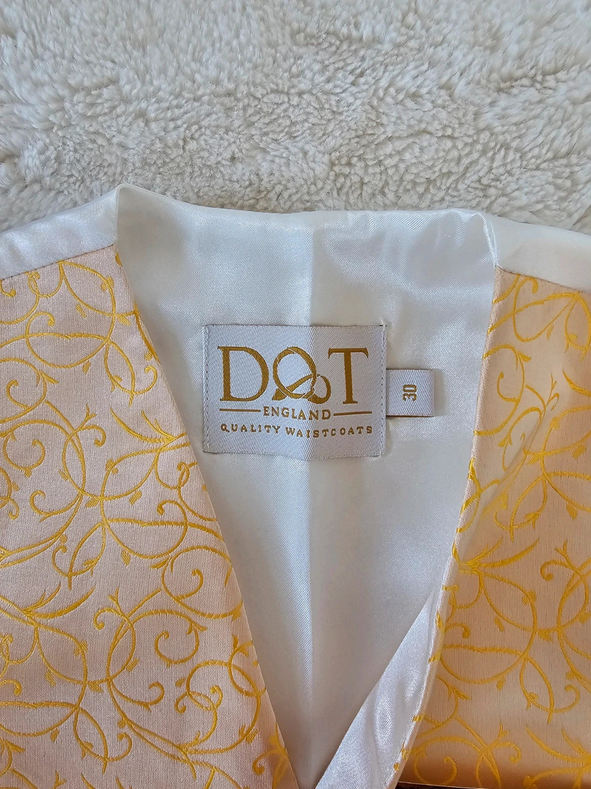 DQT boys 9/10y woven swirl pattern waistcoat & cravat set 2pcs weeding formal gold