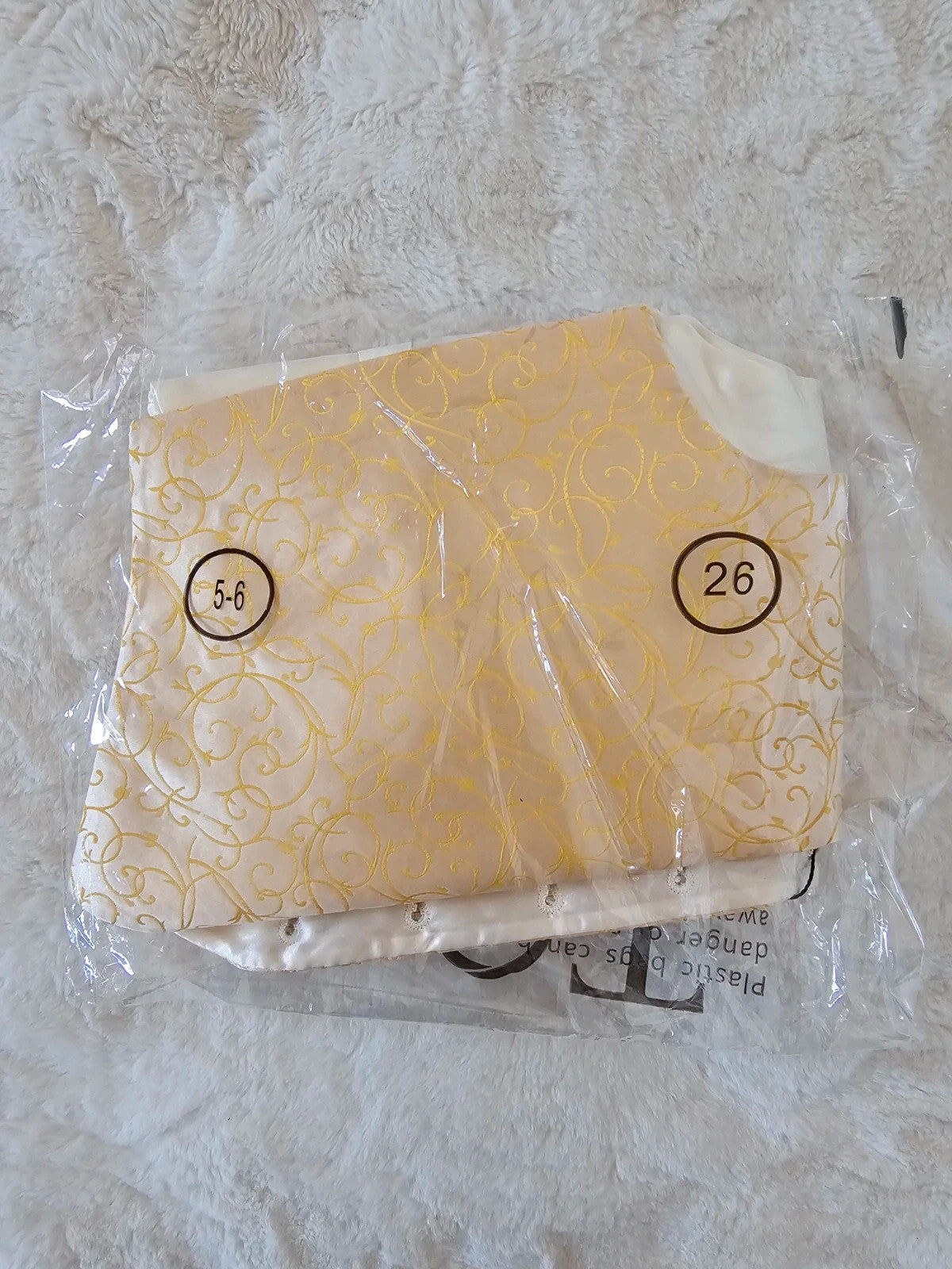 DQT boys 5/6y woven swirl pattern waistcoat & cravat set 2pcs weeding formal gold