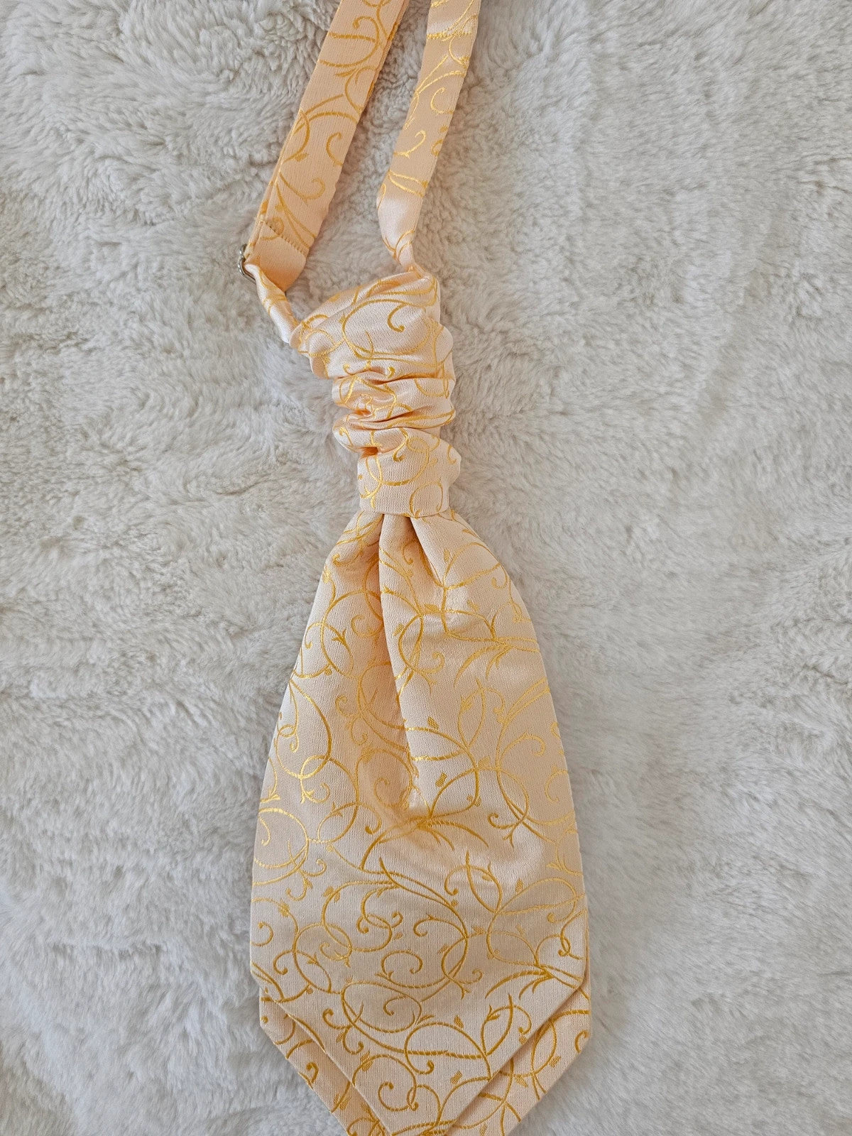 DQT boys 3/12y cravat ascot pre-tied scrunchie swirl floral weeding formal event gold
