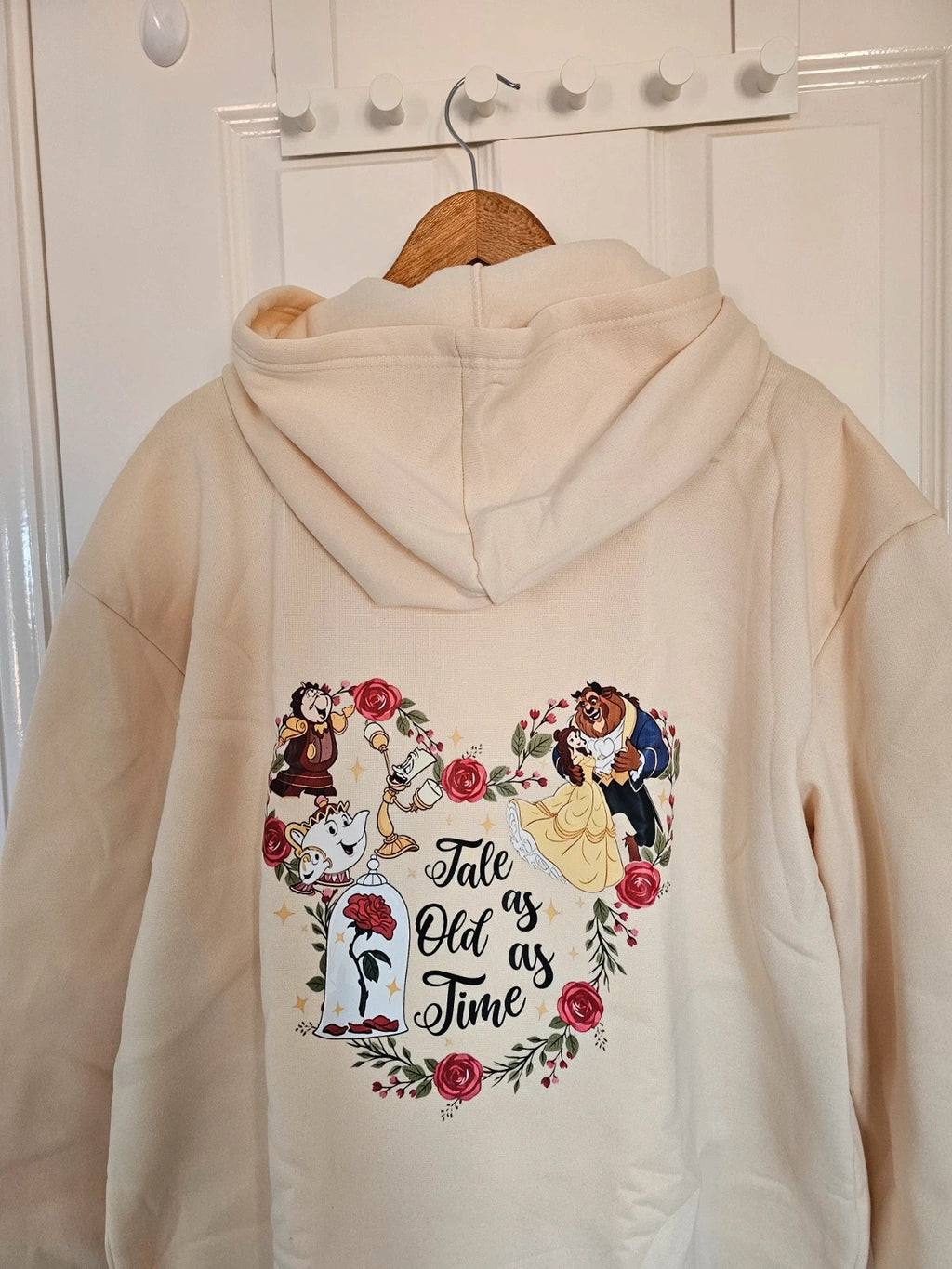 Shein women Beauty and the Beast print hoodie regular kangaroo pocket casual 2XL/16