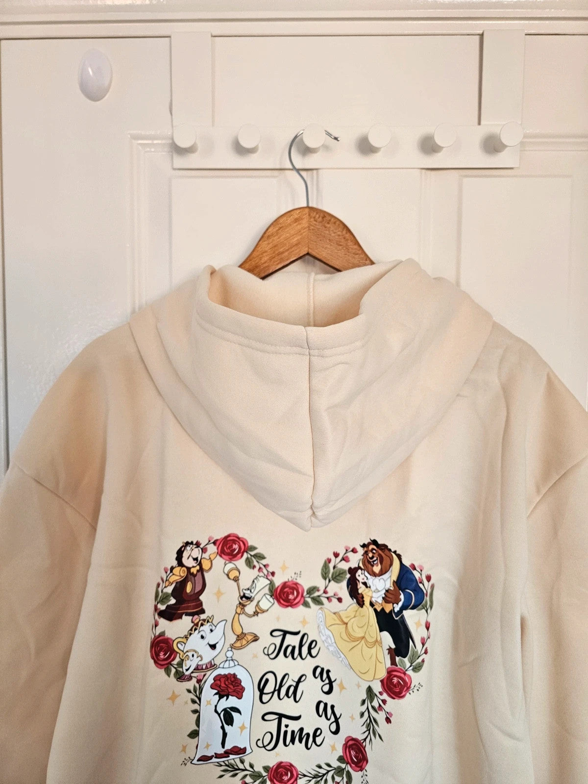 Shein women Beauty and the Beast print hoodie regular kangaroo pocket casual 2XL/16