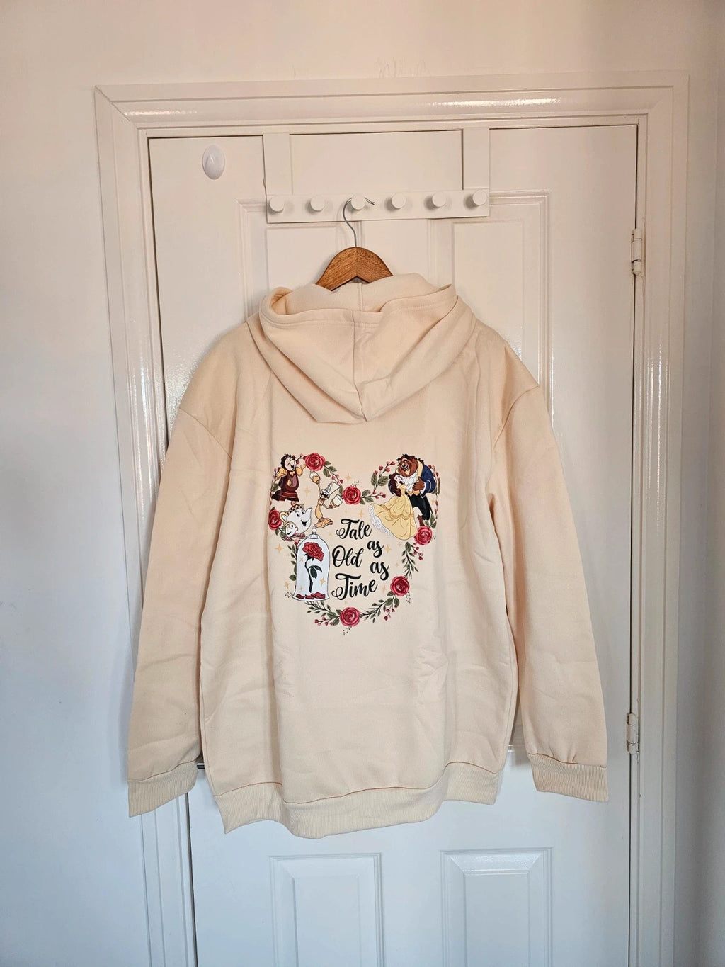 Shein women Beauty and the Beast print hoodie regular kangaroo pocket casual 2XL/16