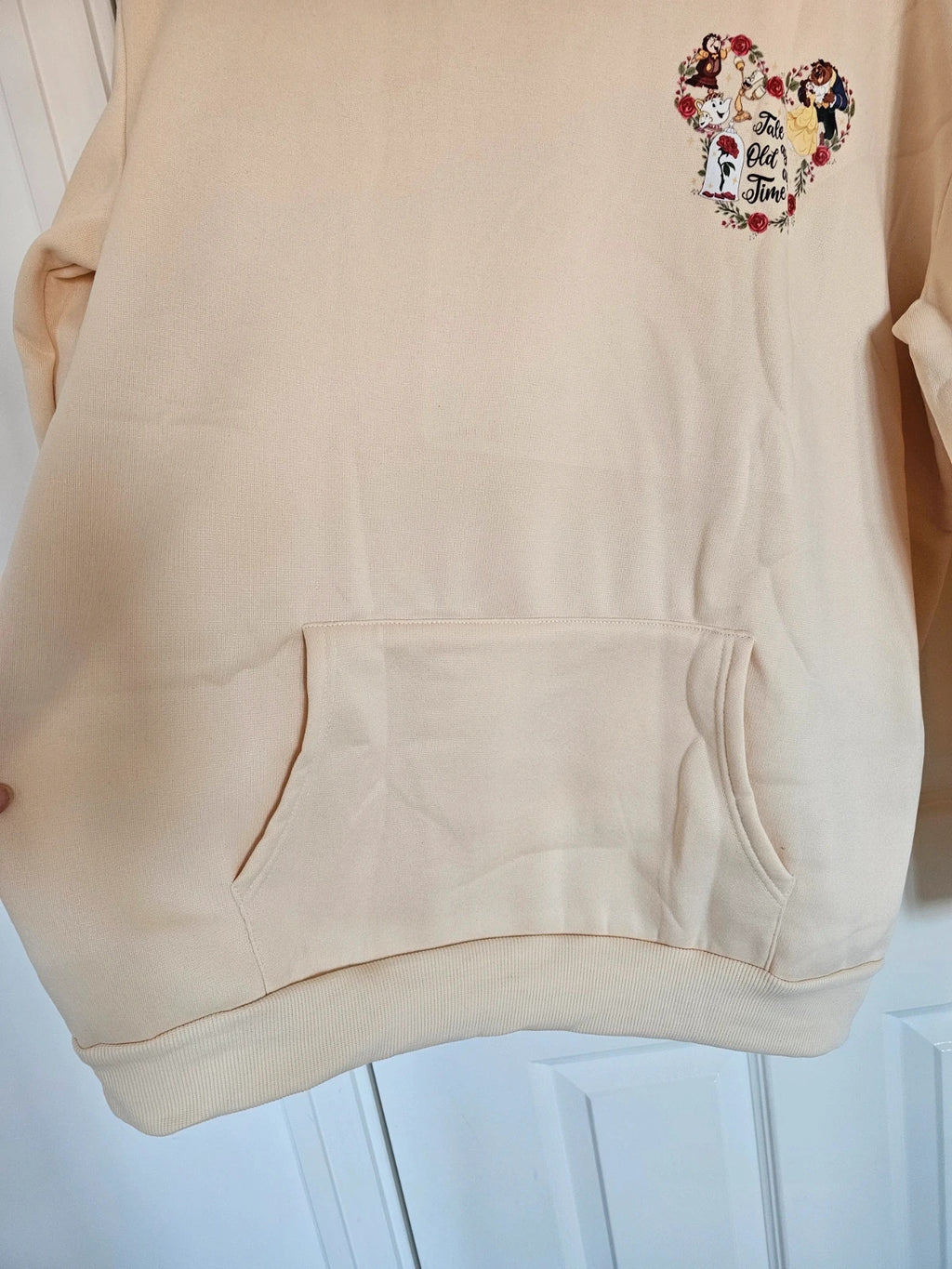 Shein women Beauty and the Beast print hoodie regular kangaroo pocket casual 2XL/16