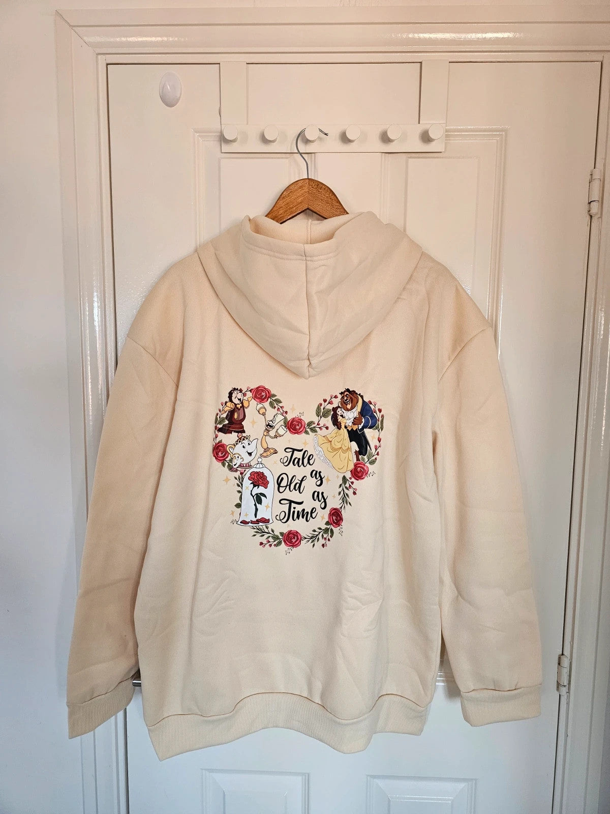 Shein women Beauty and the Beast print hoodie regular kangaroo pocket casual 2XL/16