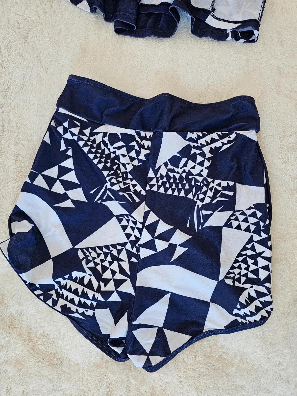 Generic Swimsuit with Shorts Women's Tankini Sets Costume Swimwear Tank Top Built-in bra navy M/10