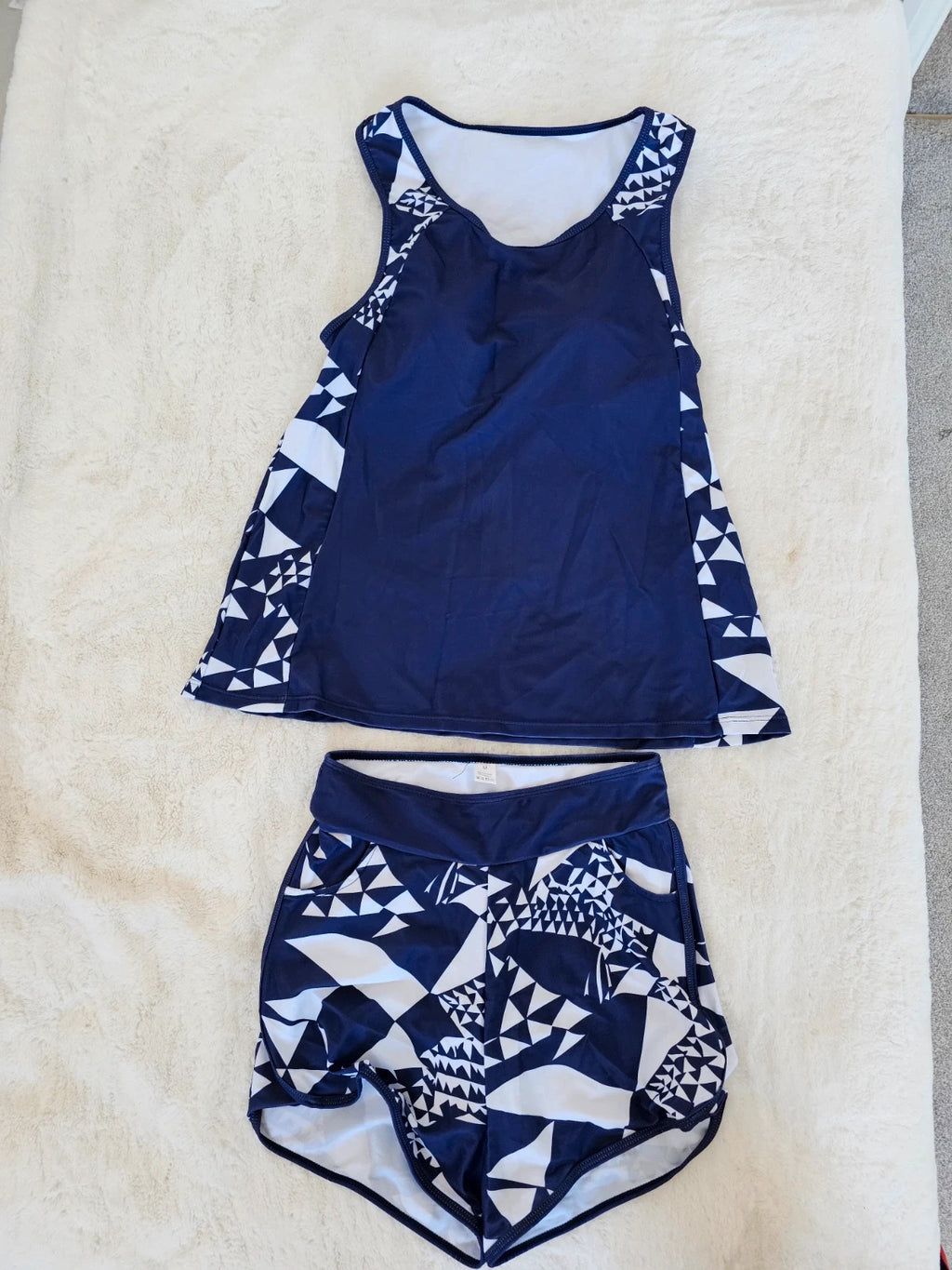Generic Swimsuit with Shorts Women's Tankini Sets Costume Swimwear Tank Top Built-in bra navy M/10