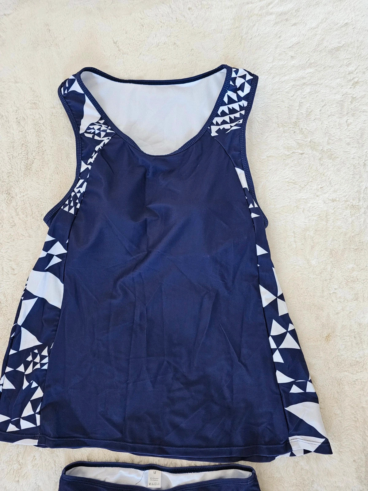 Generic Swimsuit with Shorts Women's Tankini Sets Costume Swimwear Tank Top Built-in bra navy M/10