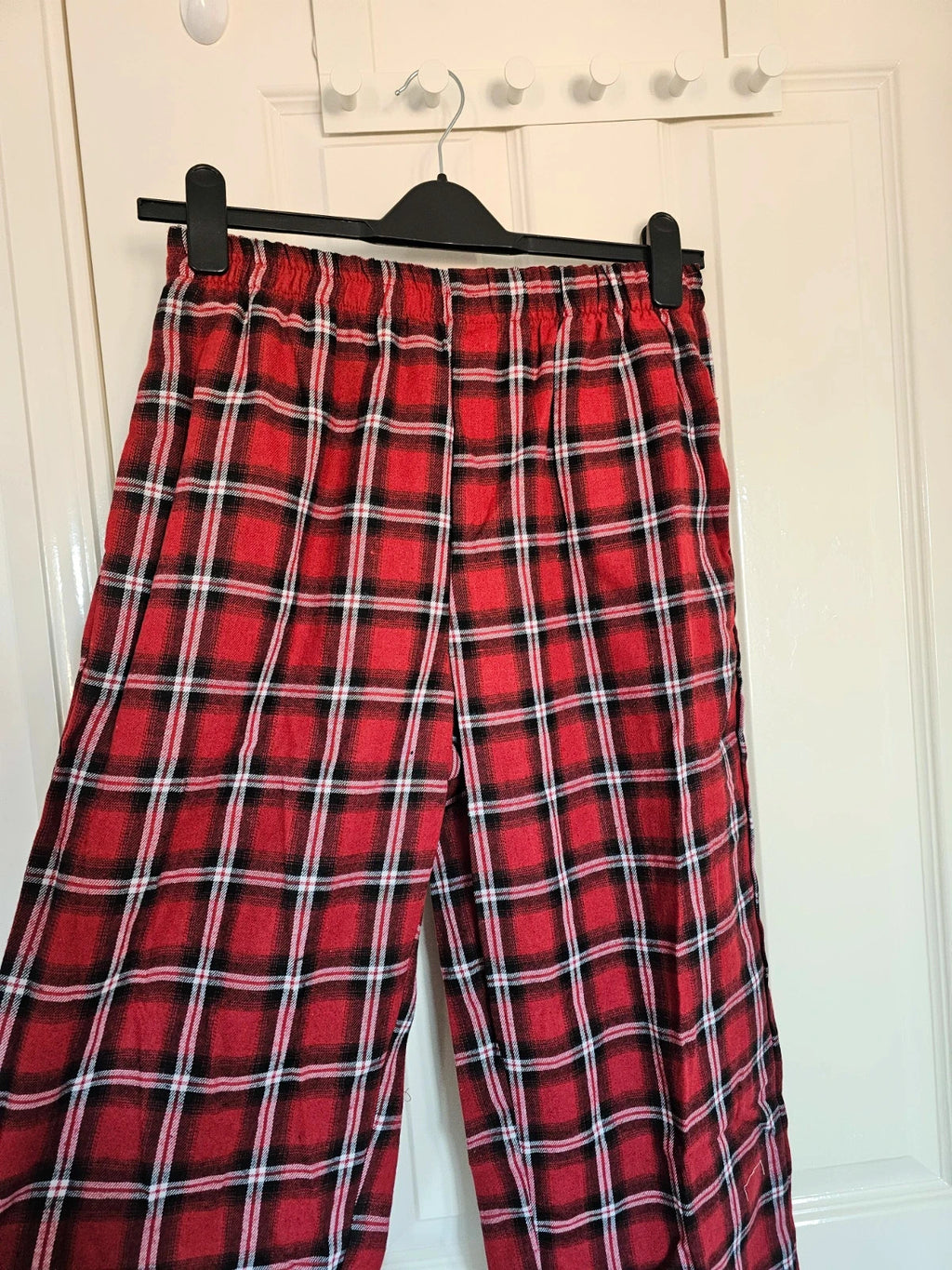 Dazy men plaid pyjamas set plain short sleeve T-shirt pants lounge nightwear cotton mix red/grey XL