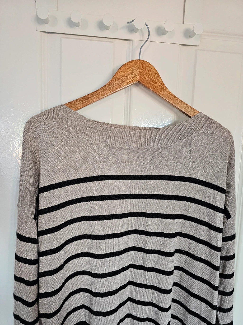 F&F women knitted boat neck long jumper cardigan casual black/beige UK16