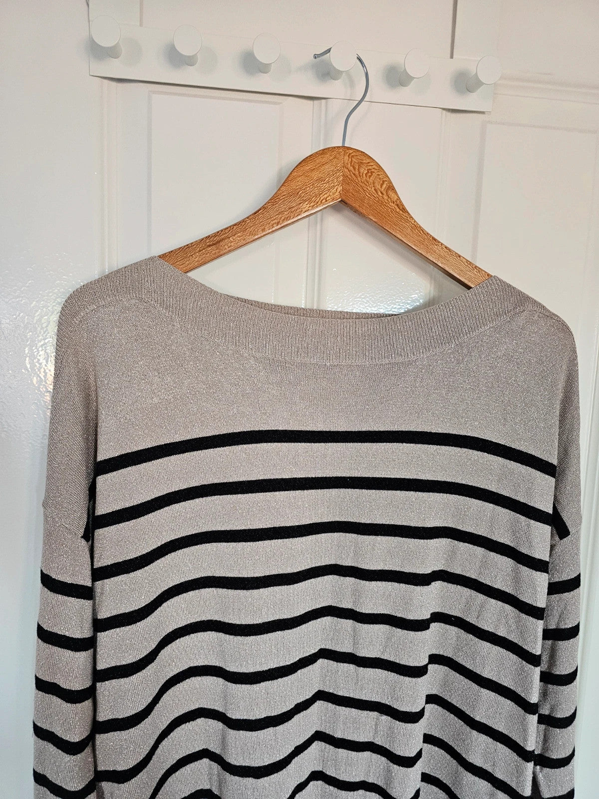 F&F women knitted boat neck long jumper cardigan casual black/beige UK16