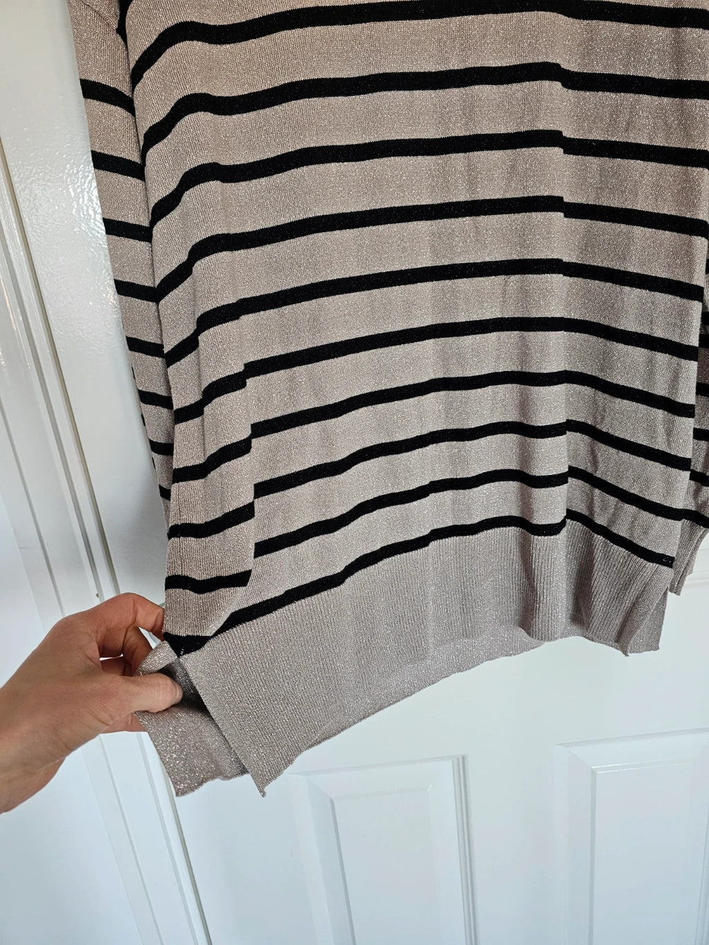 F&F women knitted boat neck long jumper cardigan casual black/beige UK16