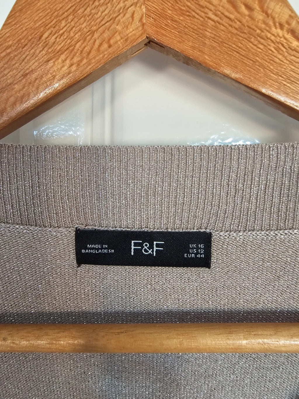 F&F women knitted boat neck long jumper cardigan casual black/beige UK16