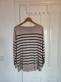 F&F women knitted boat neck long jumper cardigan casual black/beige UK16