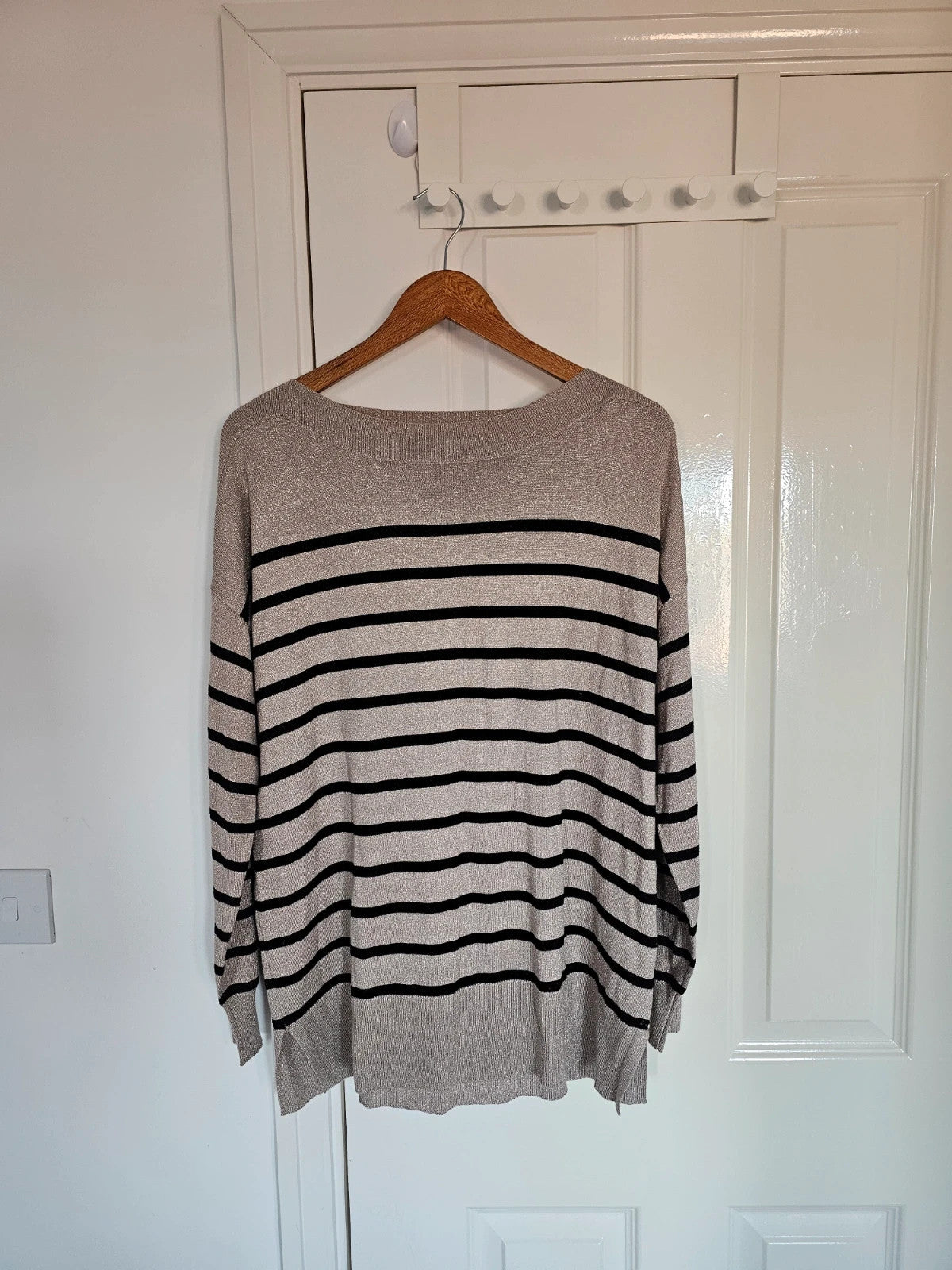 F&F women knitted boat neck long jumper cardigan casual black/beige UK16