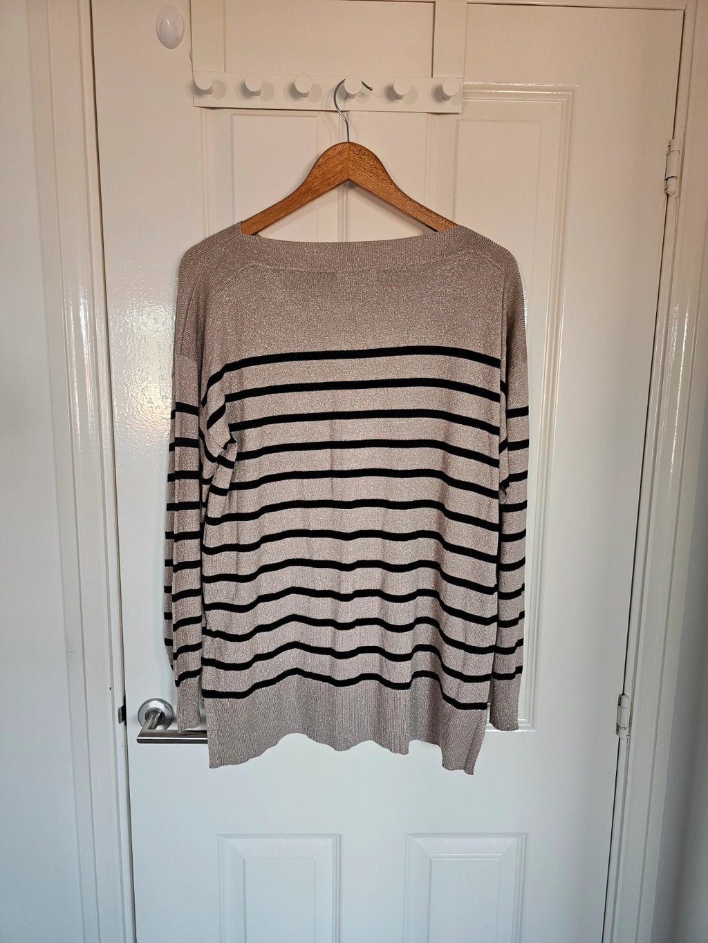 F&F women knitted boat neck long jumper cardigan casual black/beige UK16