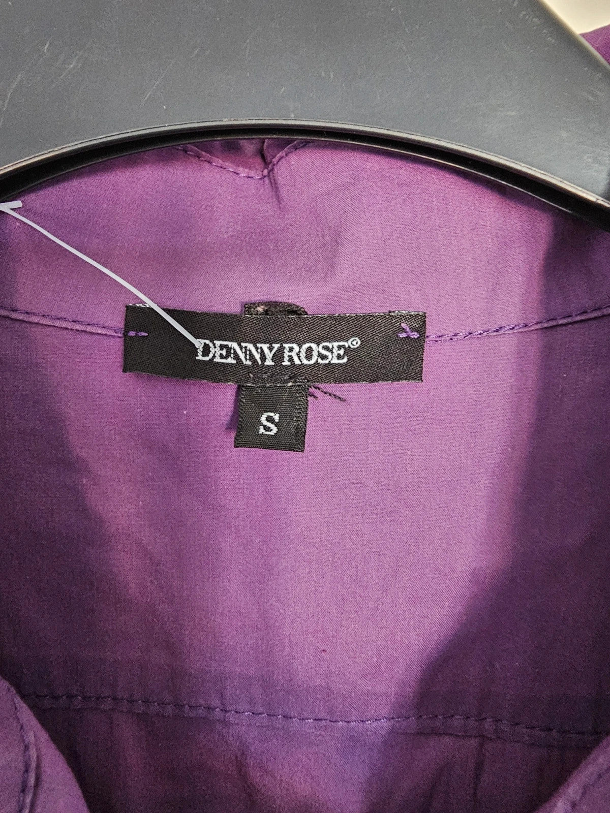 Denny Rose women ruffles front blouse frill long sleeve buttons slim shirt cotton blend purple S/8
