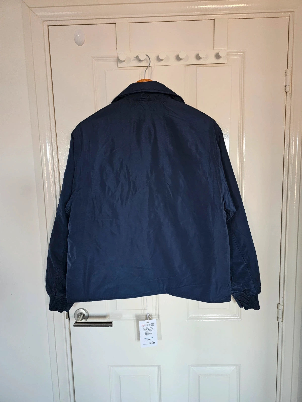 Pull&Bear Men Bomber jacket shirt collar neck zipper regular fit outer casual navy XS