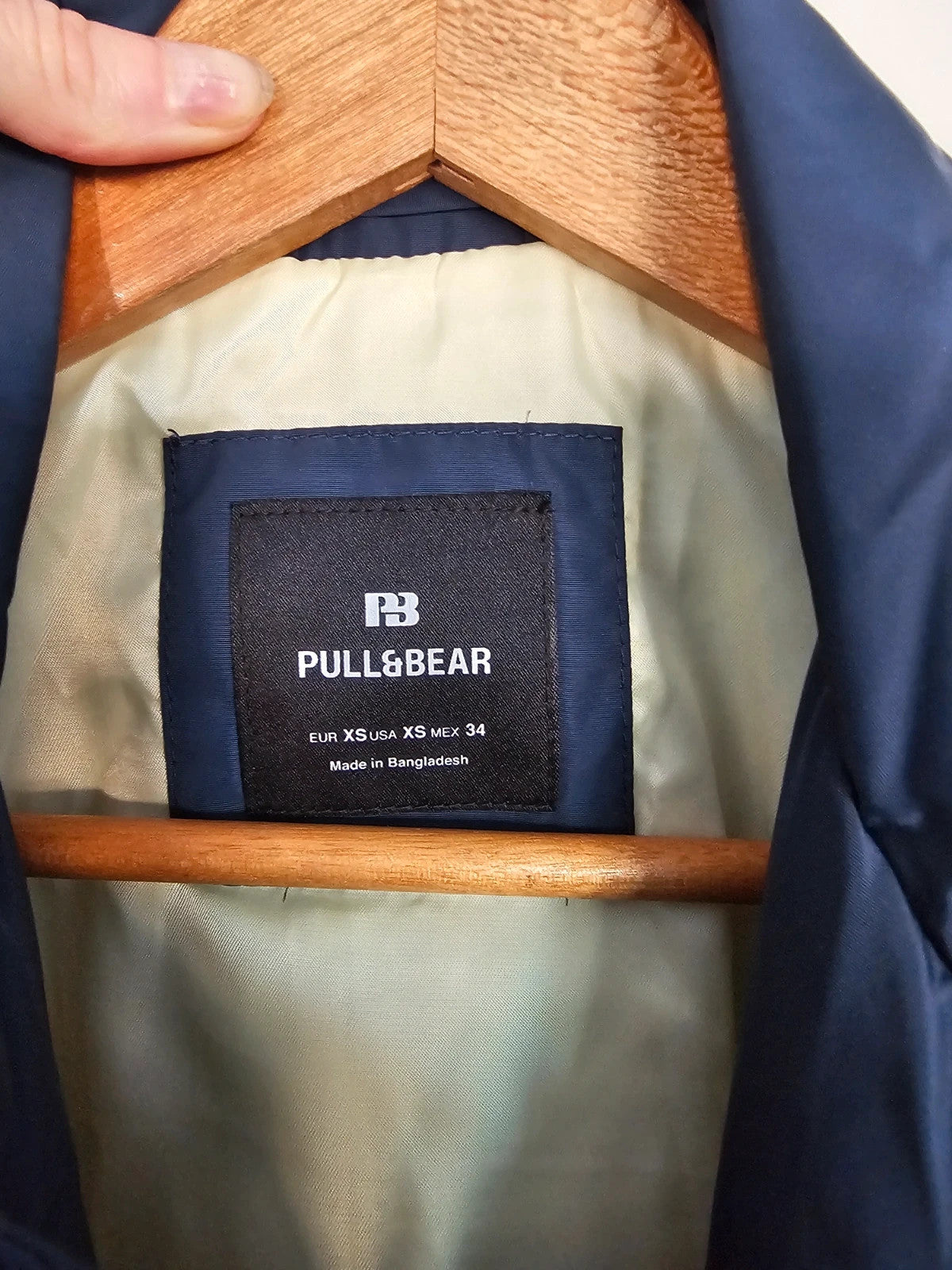 Pull&Bear Men Bomber jacket shirt collar neck zipper regular fit outer casual navy XS