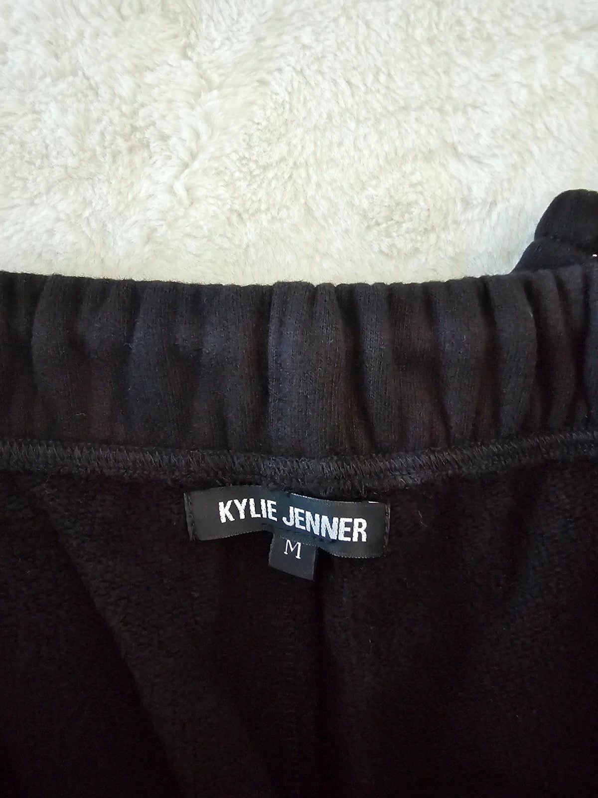 Kylie Jenner women black classic joggers cotton sweatpants lounge active streetwear M
