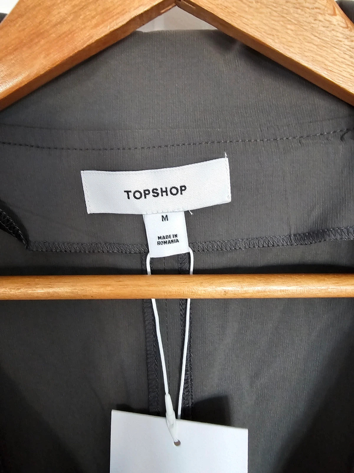 Topshop techy funnel neck track top woven fabric relaxed jacket charcoal/grey UK12/14
