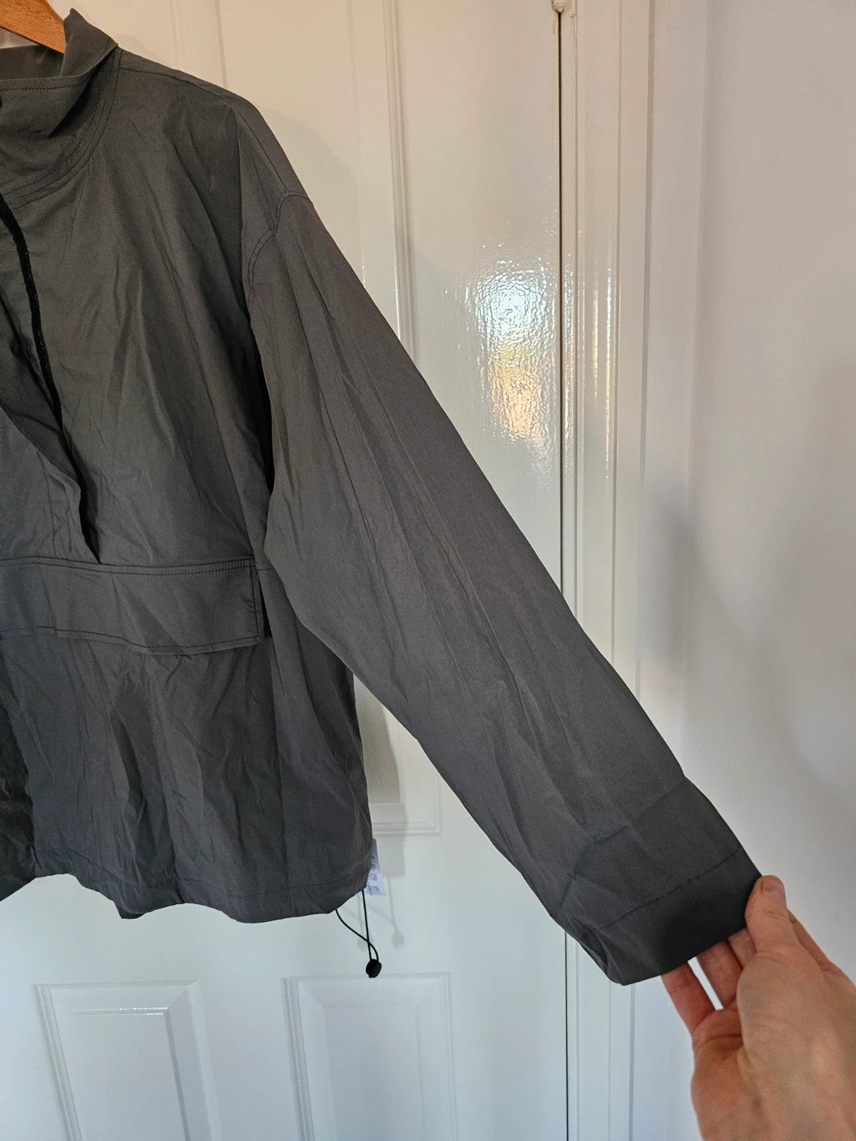 Topshop techy funnel neck track top woven fabric relaxed jacket charcoal/grey UK12/14